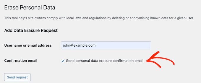 Getting confirmation before deleting the user's personal information 
