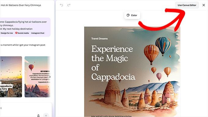 Editing your AI generated images using Canva editor