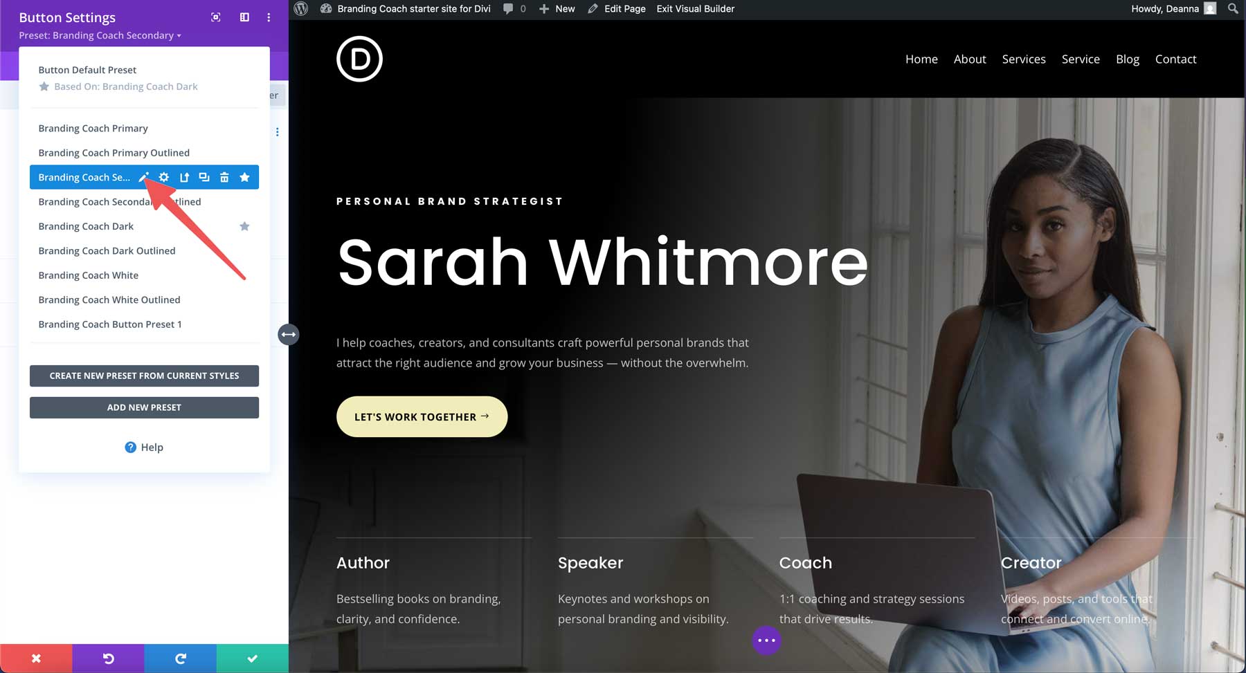 Branding Coach starter site for Divi