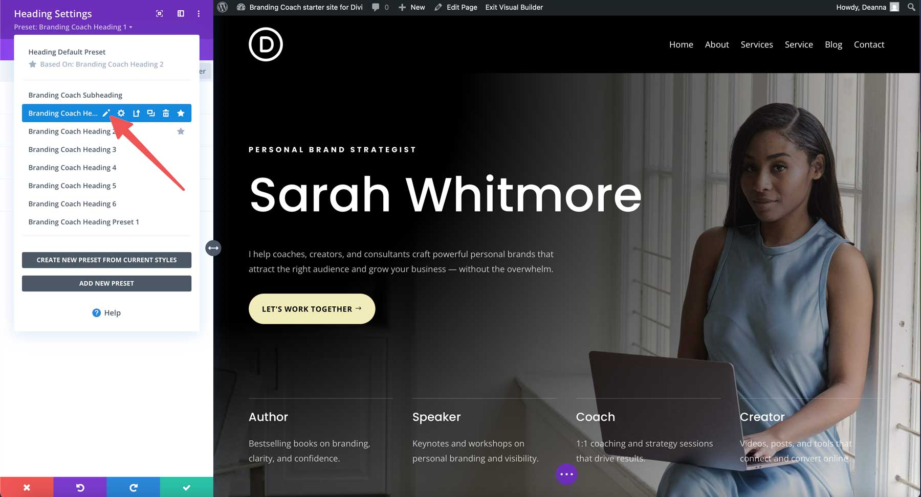 Branding Coach starter site for Divi