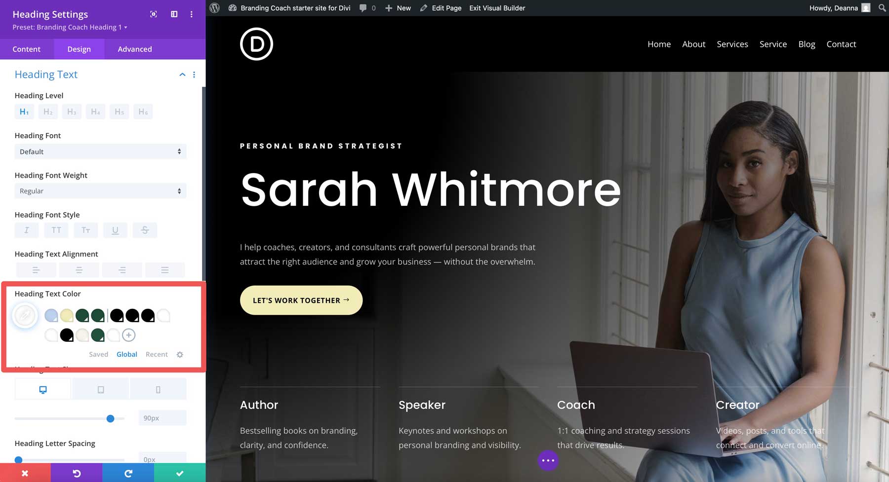 Branding Coach starter site for Divi