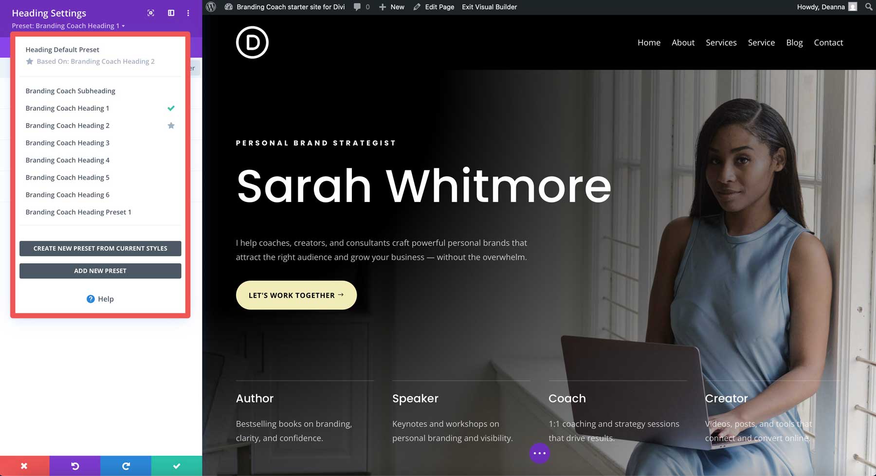 Branding Coach starter site for Divi