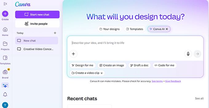Using Canva AI to generate and edit images 