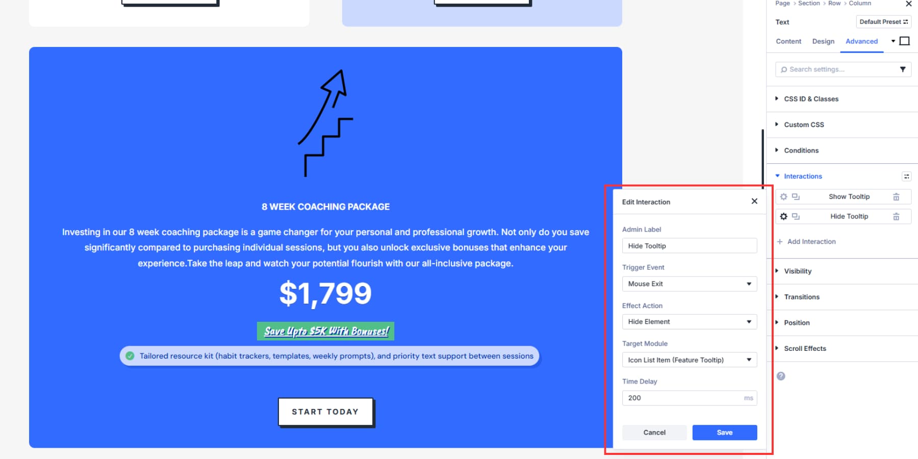 A screenshot of options to set up an 