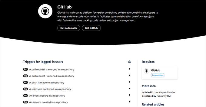 Uncanny Automator's Github integration