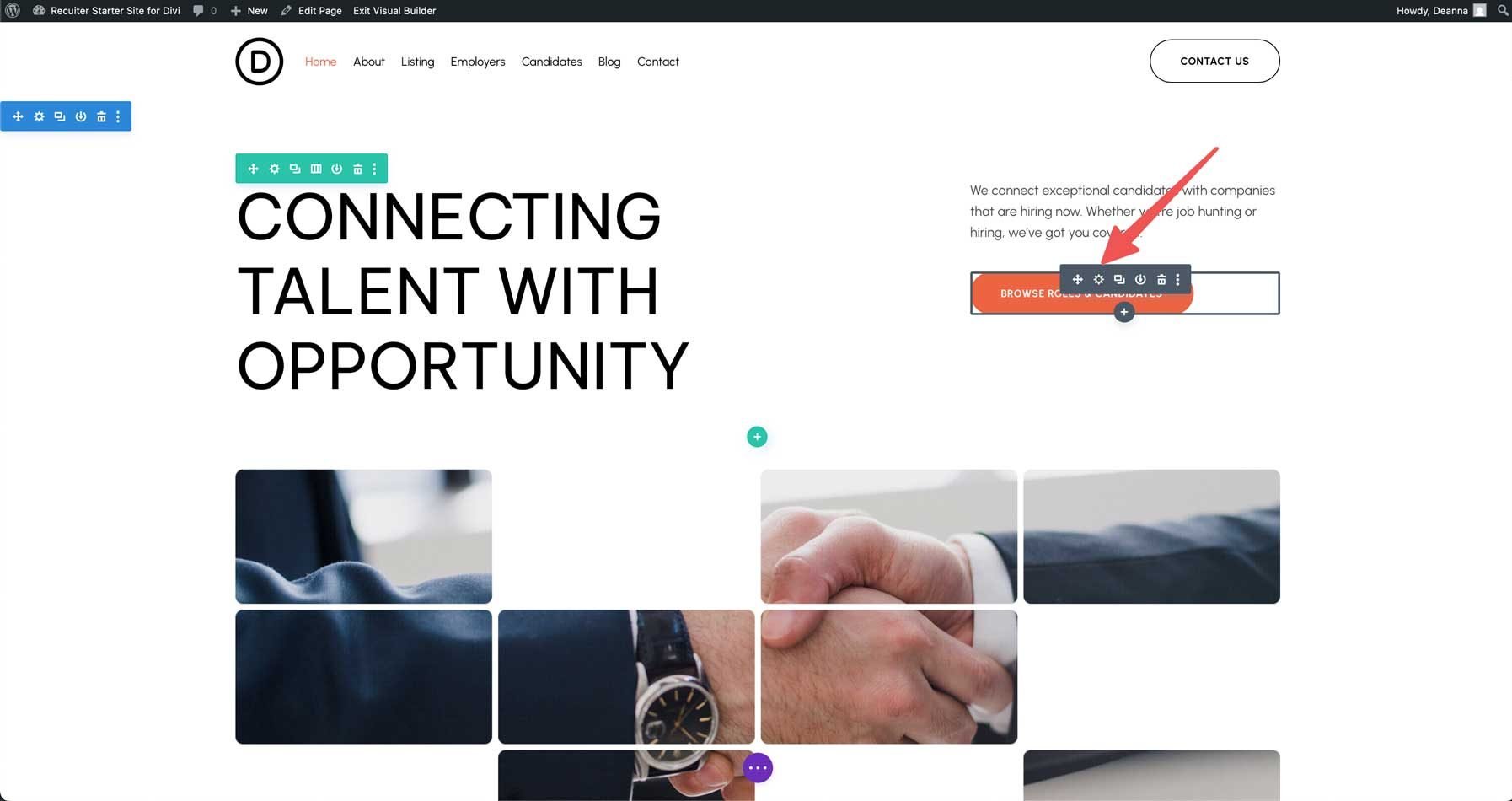 recruiter starter site for Divi