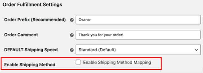 Enable shipping method mapping