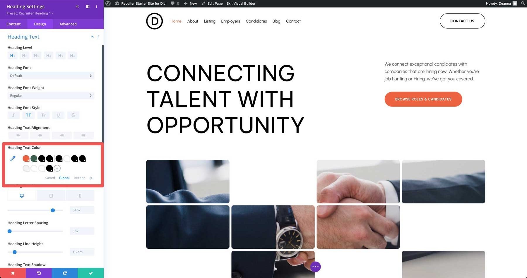 recruiter starter site for Divi
