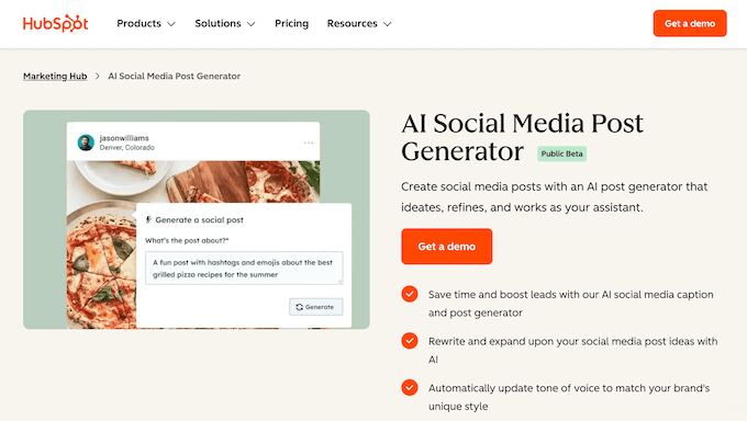 The HubSpot social media post generator