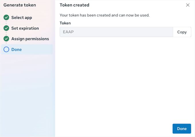 Permanent token generated
