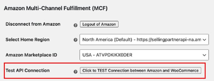 Test Amazon API connection with WooCommerce