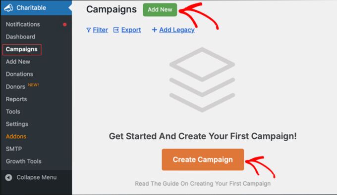 Creating a New Campaign in WP Charitable