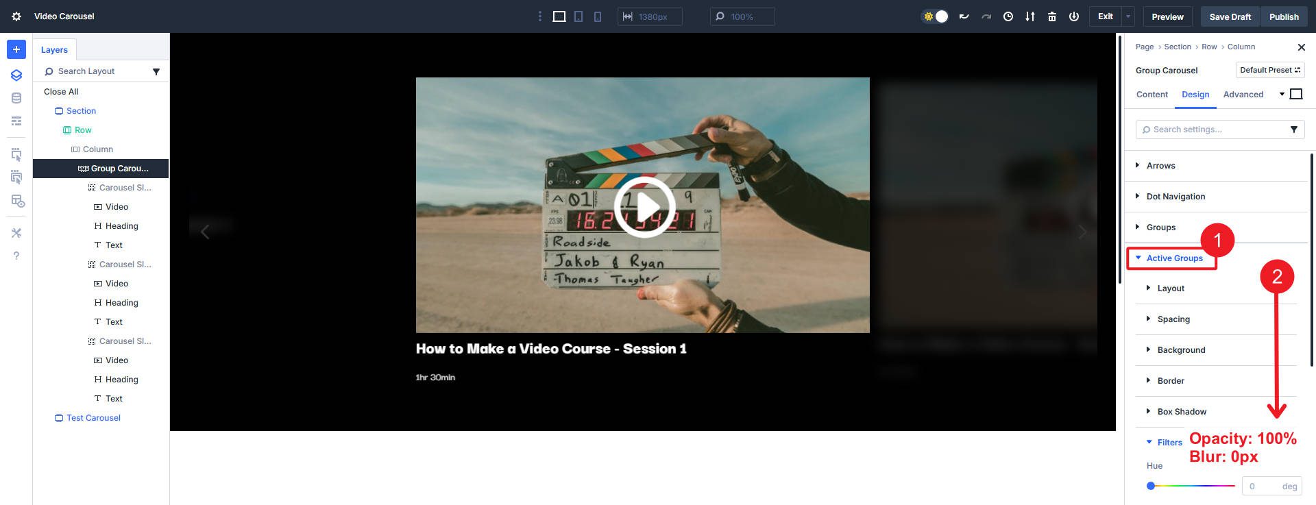 Active Group Make Sure Opacity and Blur are Default Values