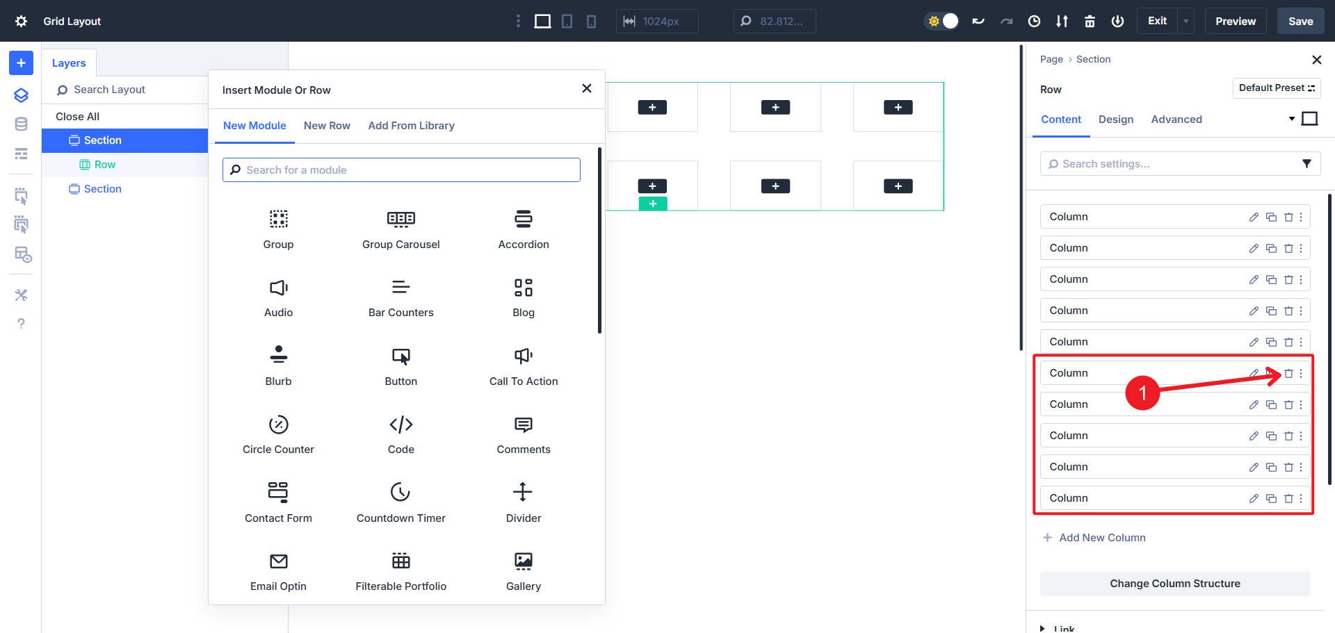 Delete Extra Columns for the Layout