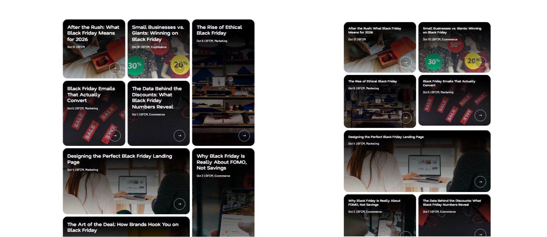 End Result of Responsive Grid with Divi (tablet, and mobile)