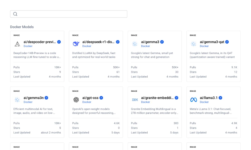 Docker Hub GenAI models catalog