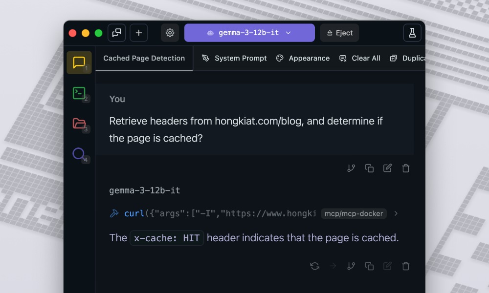 MCP server running cURL command