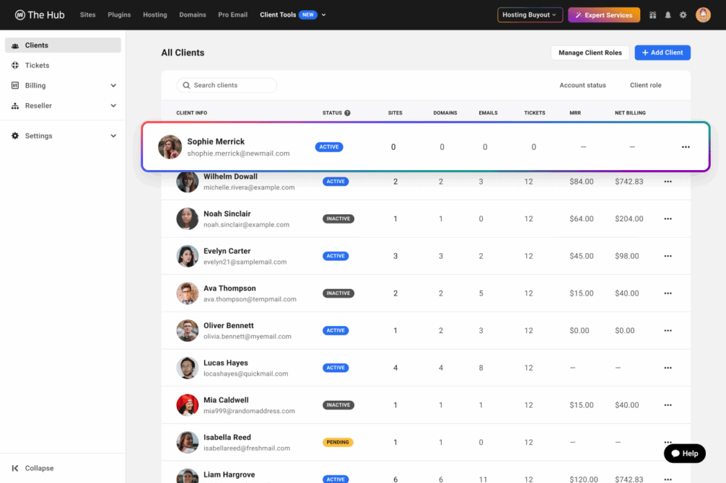 Keep clients details organized in The Hub
