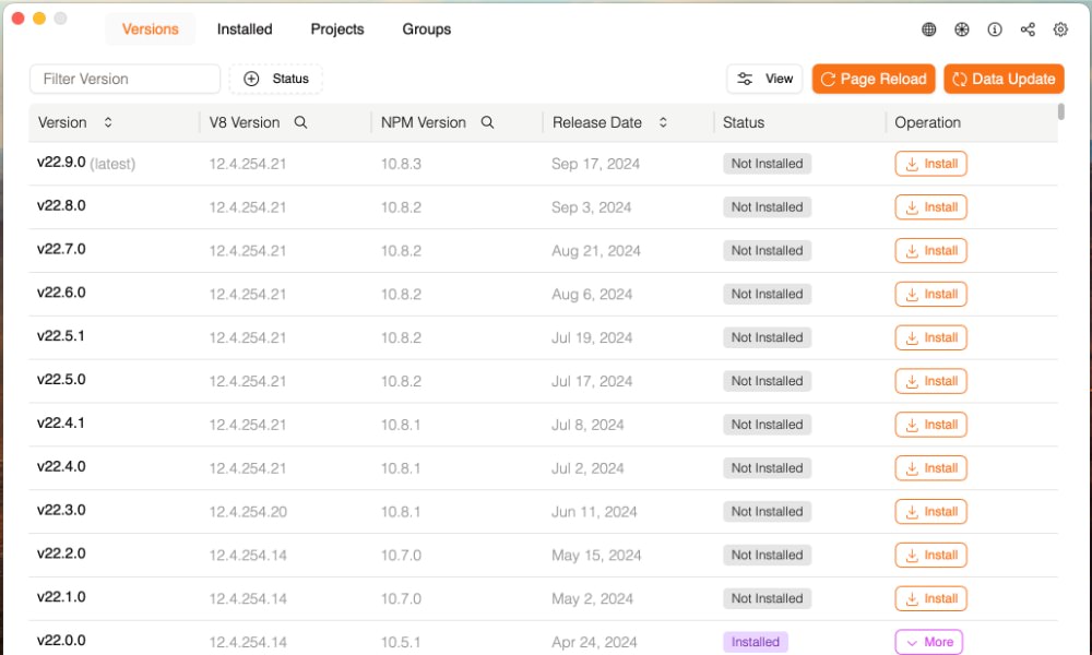 NVM Desktop Node manager