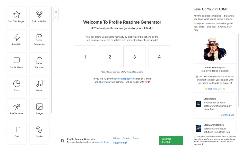 GitHub profile README generator