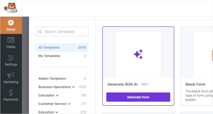 Create a quick form using AI in WPForms