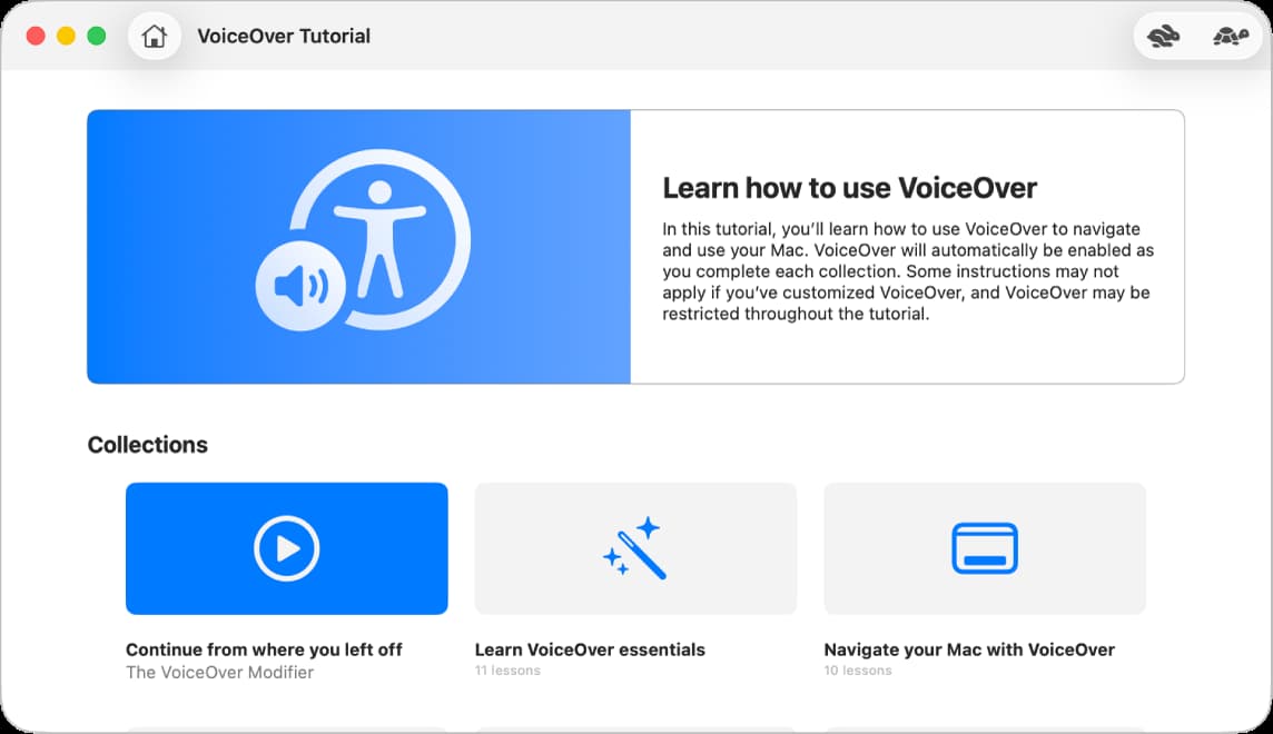 A screenshot of VoiceOver's User Interface by Apple