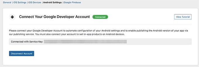 Google Developer account connected with the BuddyBoss App