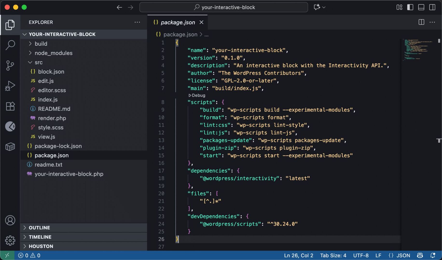 An interactive block in Visual Studio Code
