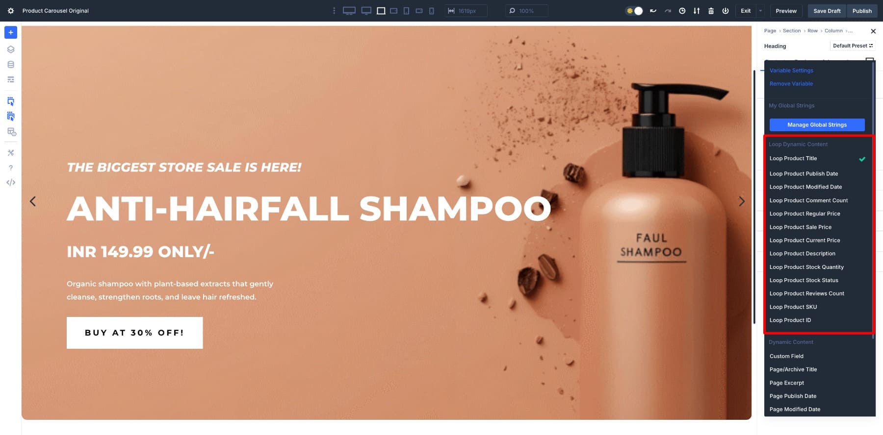 loop many product details