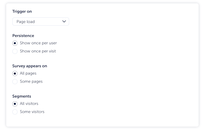 Mouseflow's feedback triggers