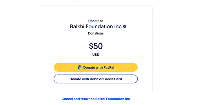 Preview of Balkhi Foundation offering multiple payment options