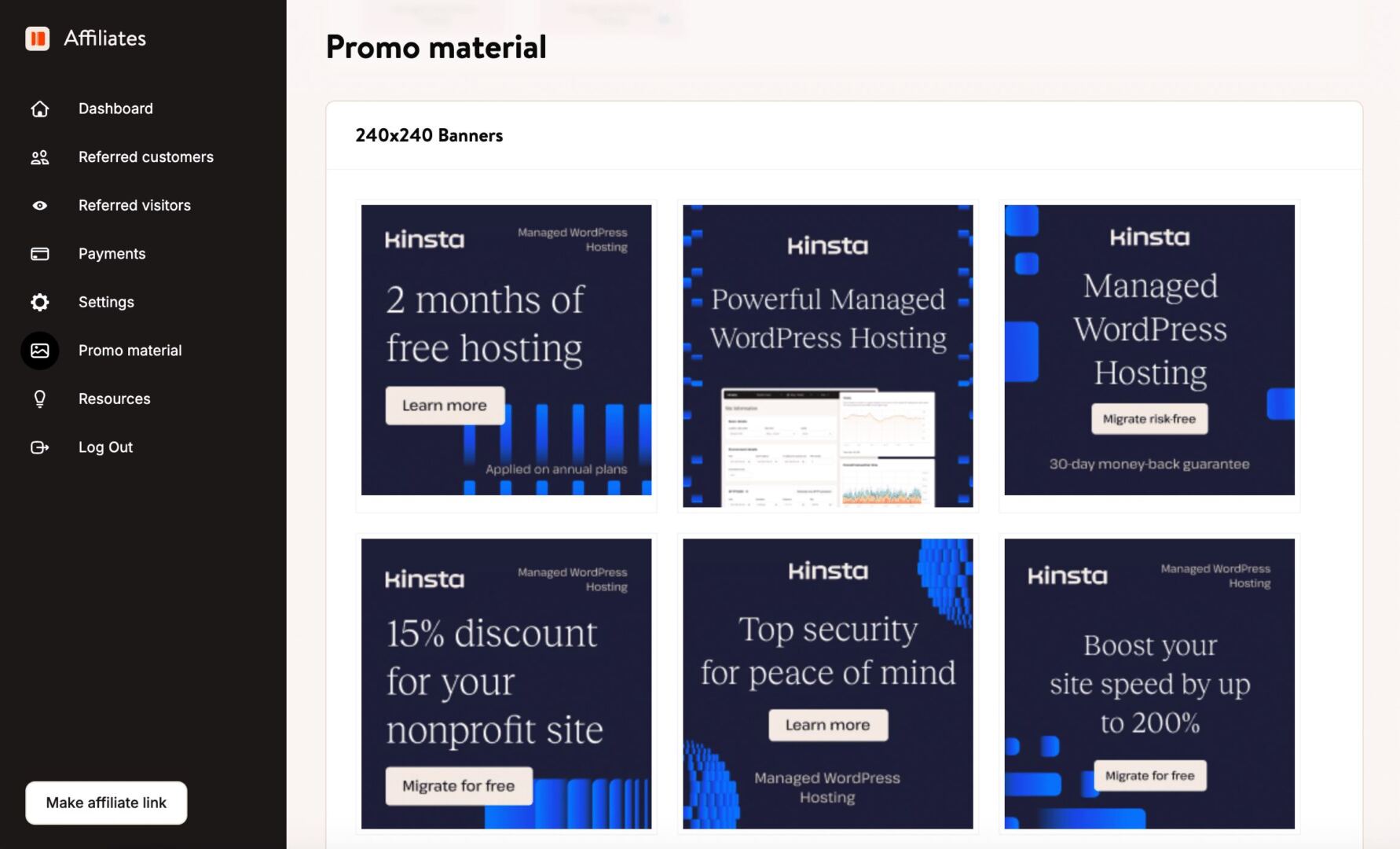 Kinsta affiliate promo material.