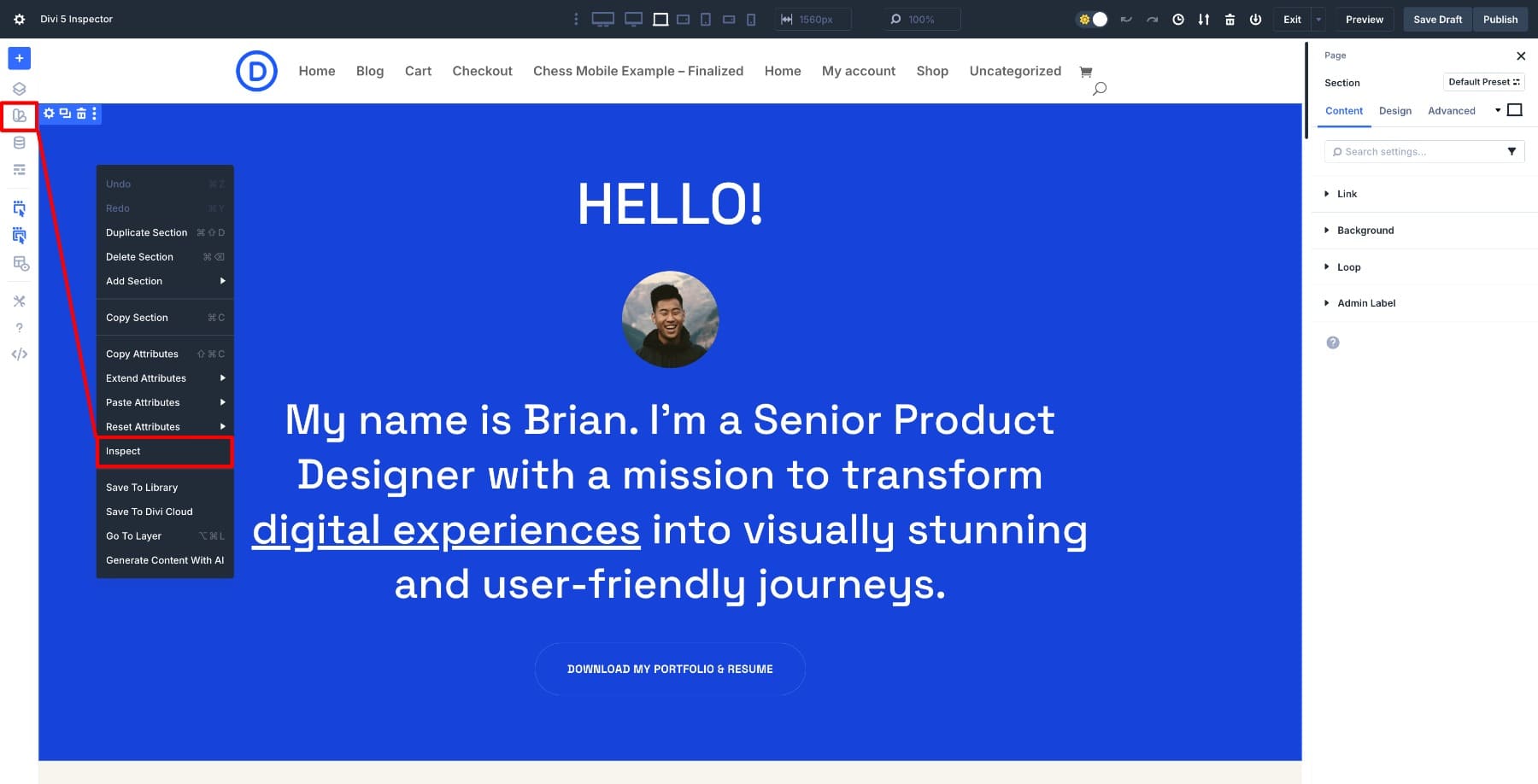 right click inspector