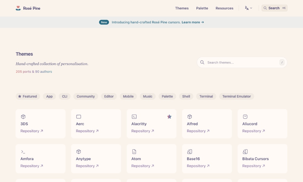 Rosé Pine minimalist color theme
