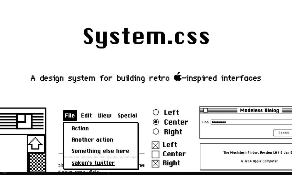 System.css retro Apple interface