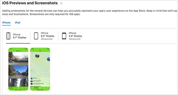 Upload screenshots in App Store Connect