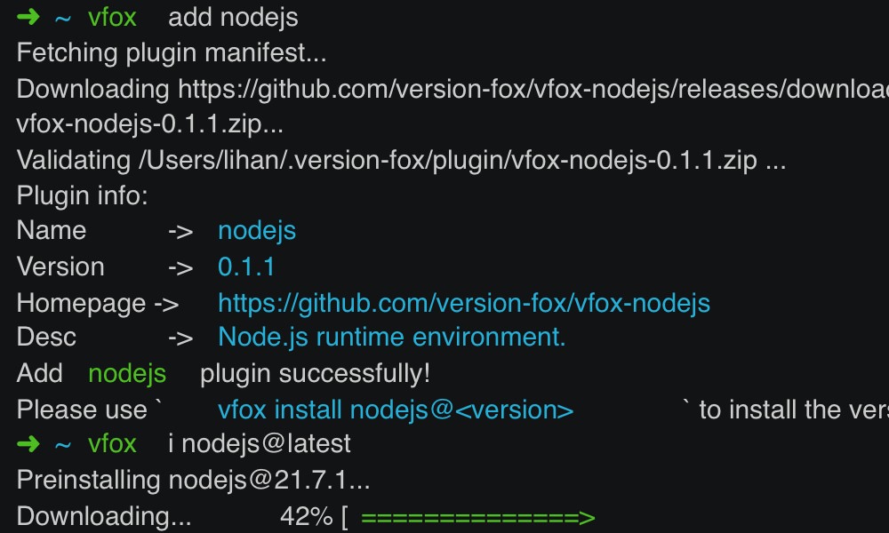 Vfox version manager CLI