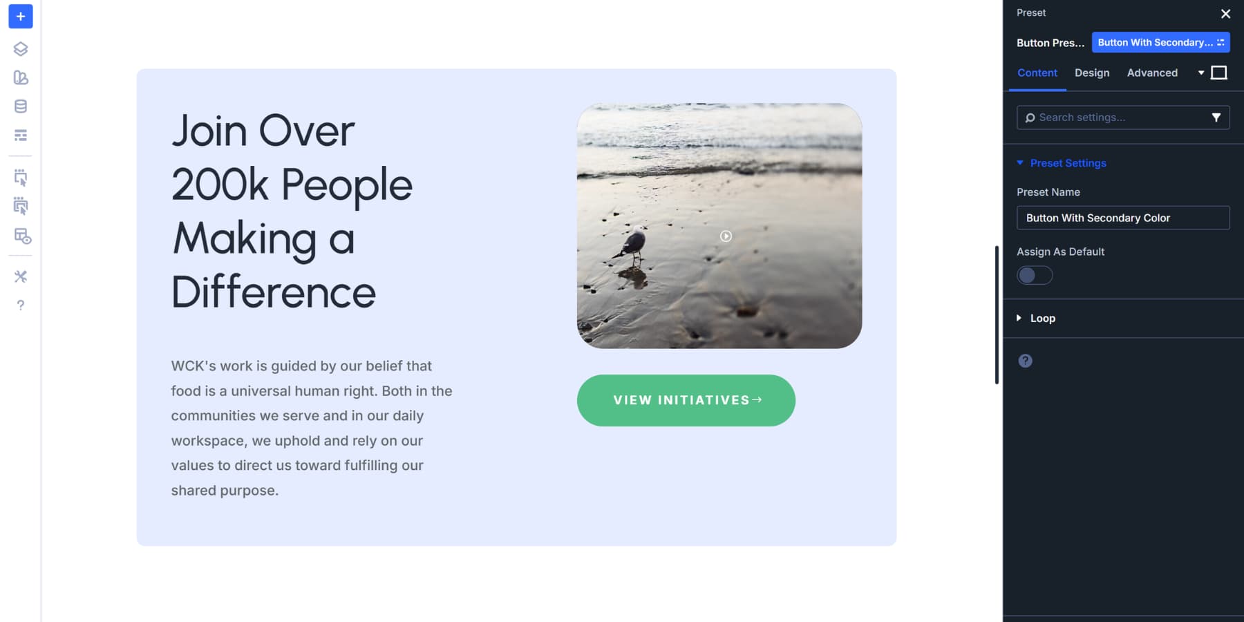 A screenshot of creating an element preset for a button in Divi 5