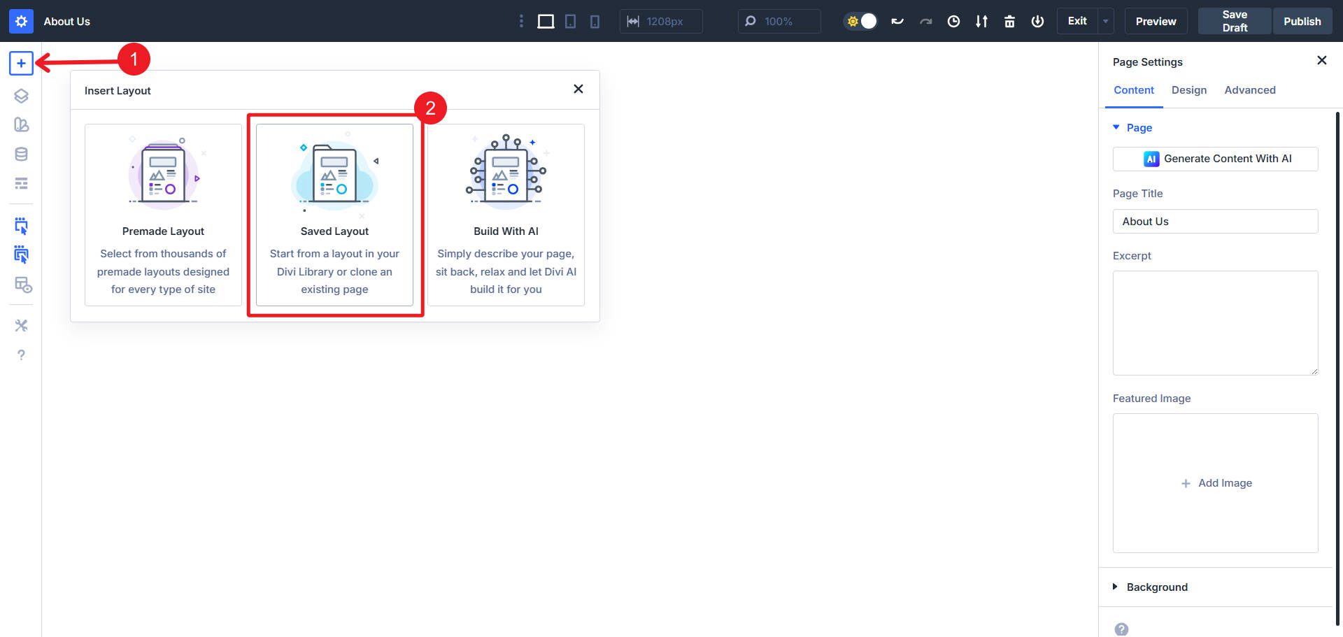 Add Layout and Choose Saved Layout in D5