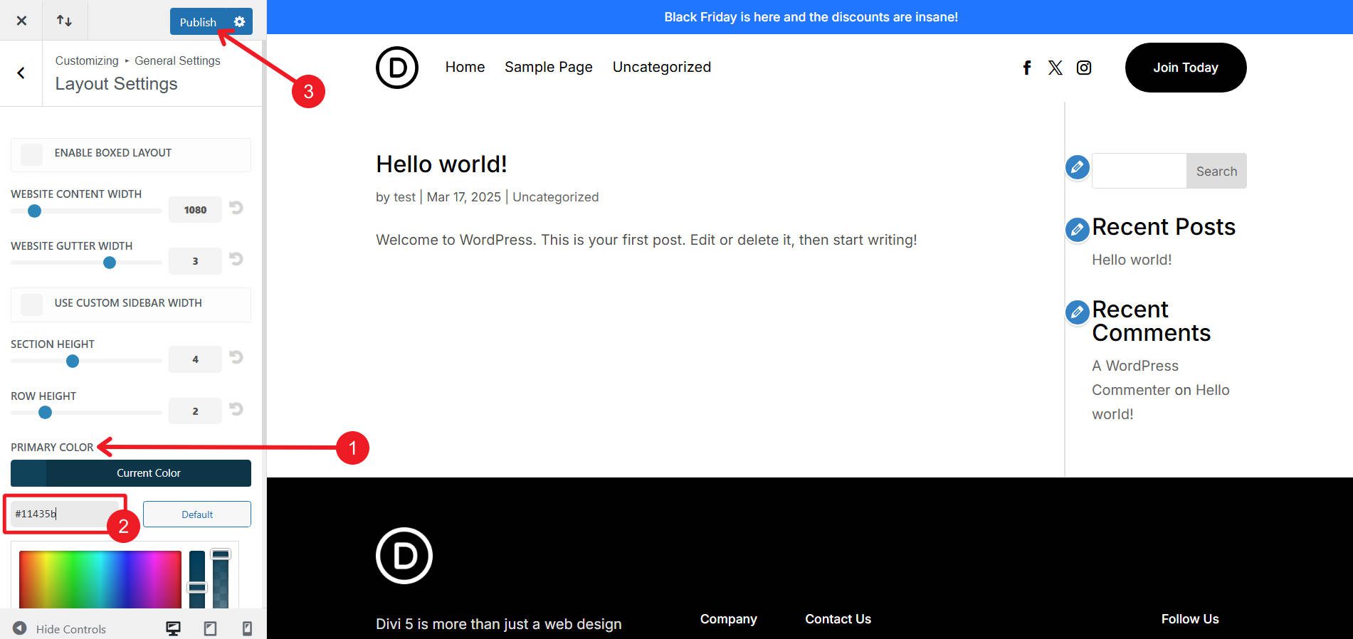 Change Primary Color in Customizer