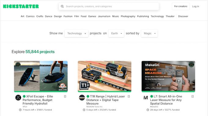 The Kickstarter crowdfunding platform