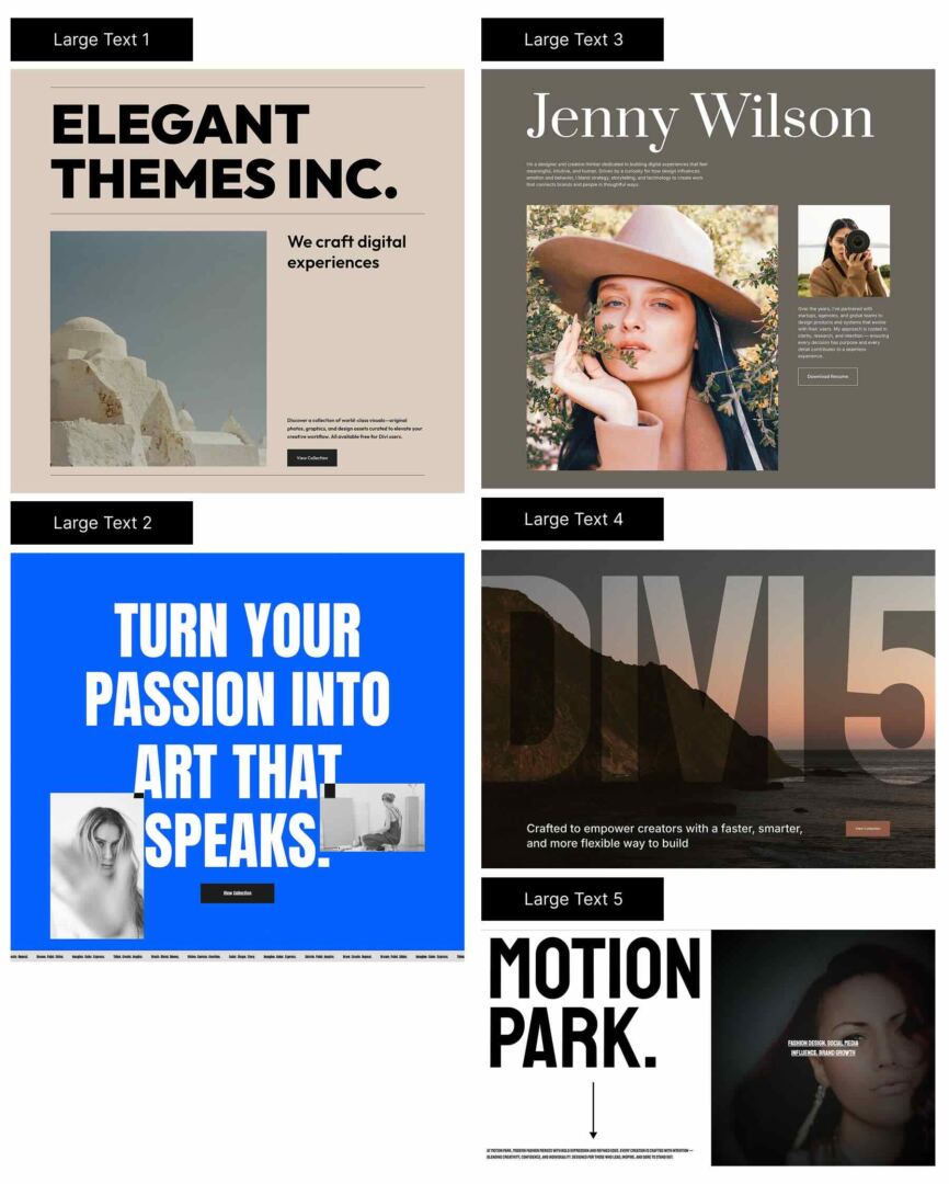 Large text examples for Divi 5