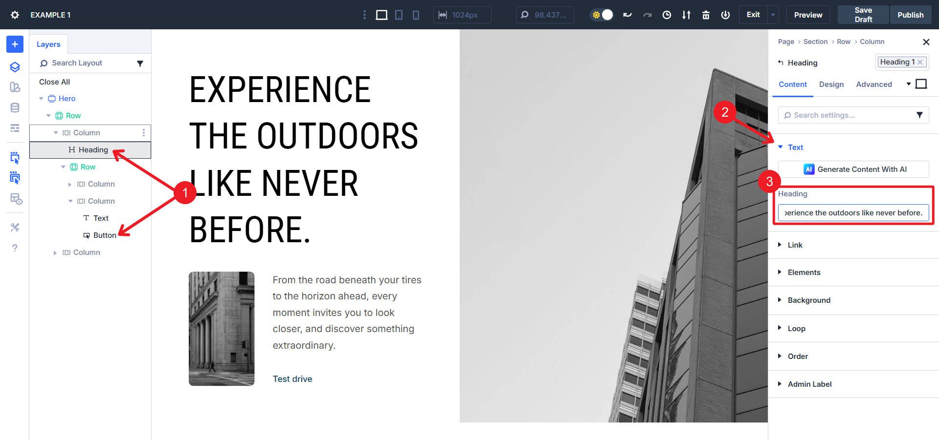Update Heading and Button Content