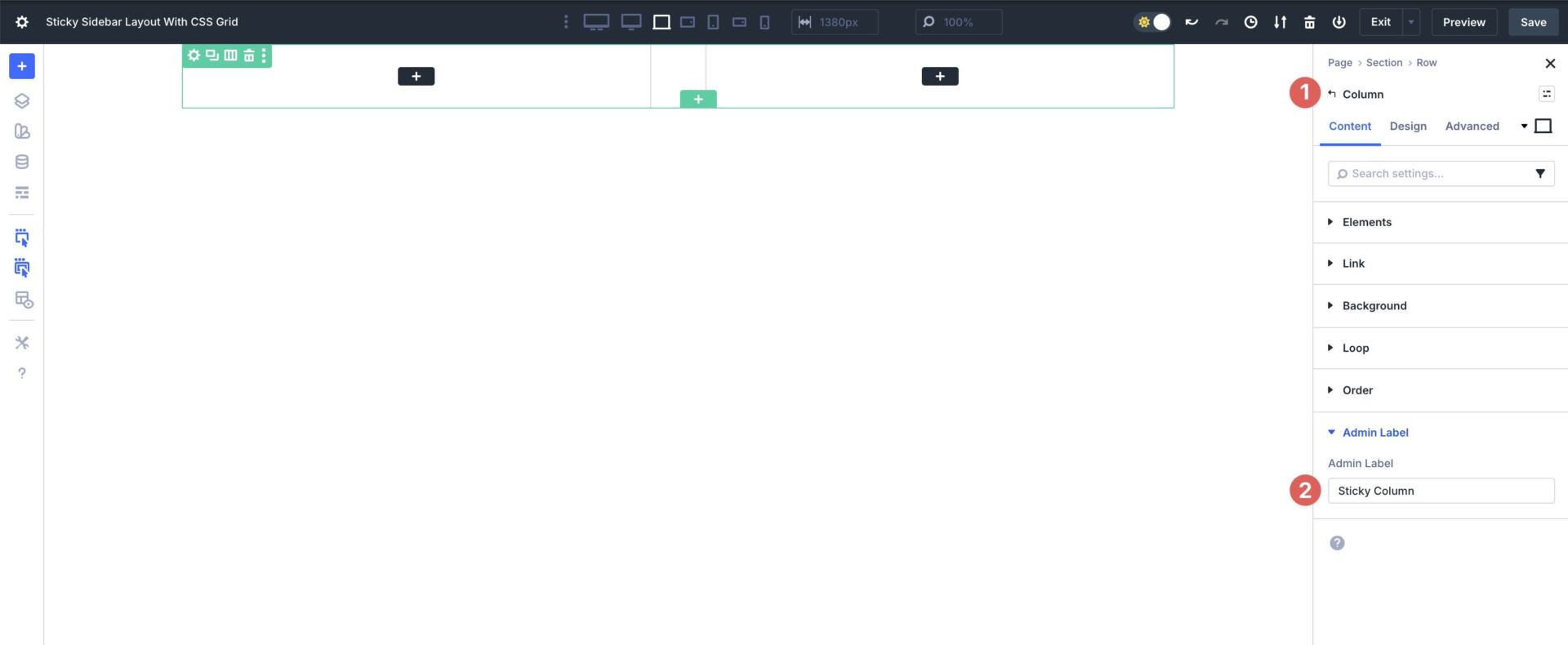 add an admin label in Divi 5
