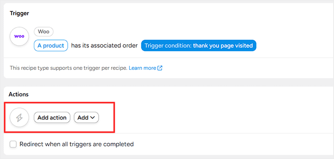 Click the Add Action button in Uncanny Automator