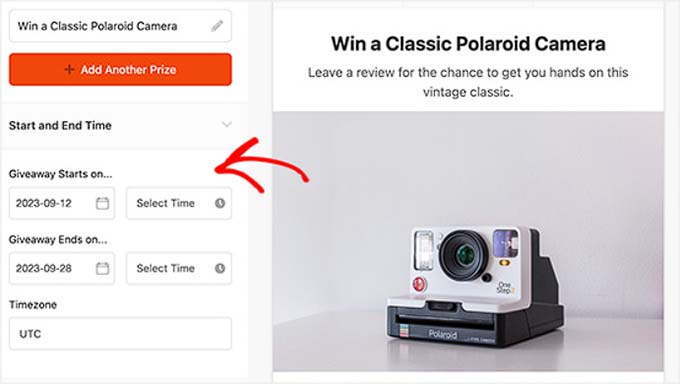 Create a review giveaway with RafflePress