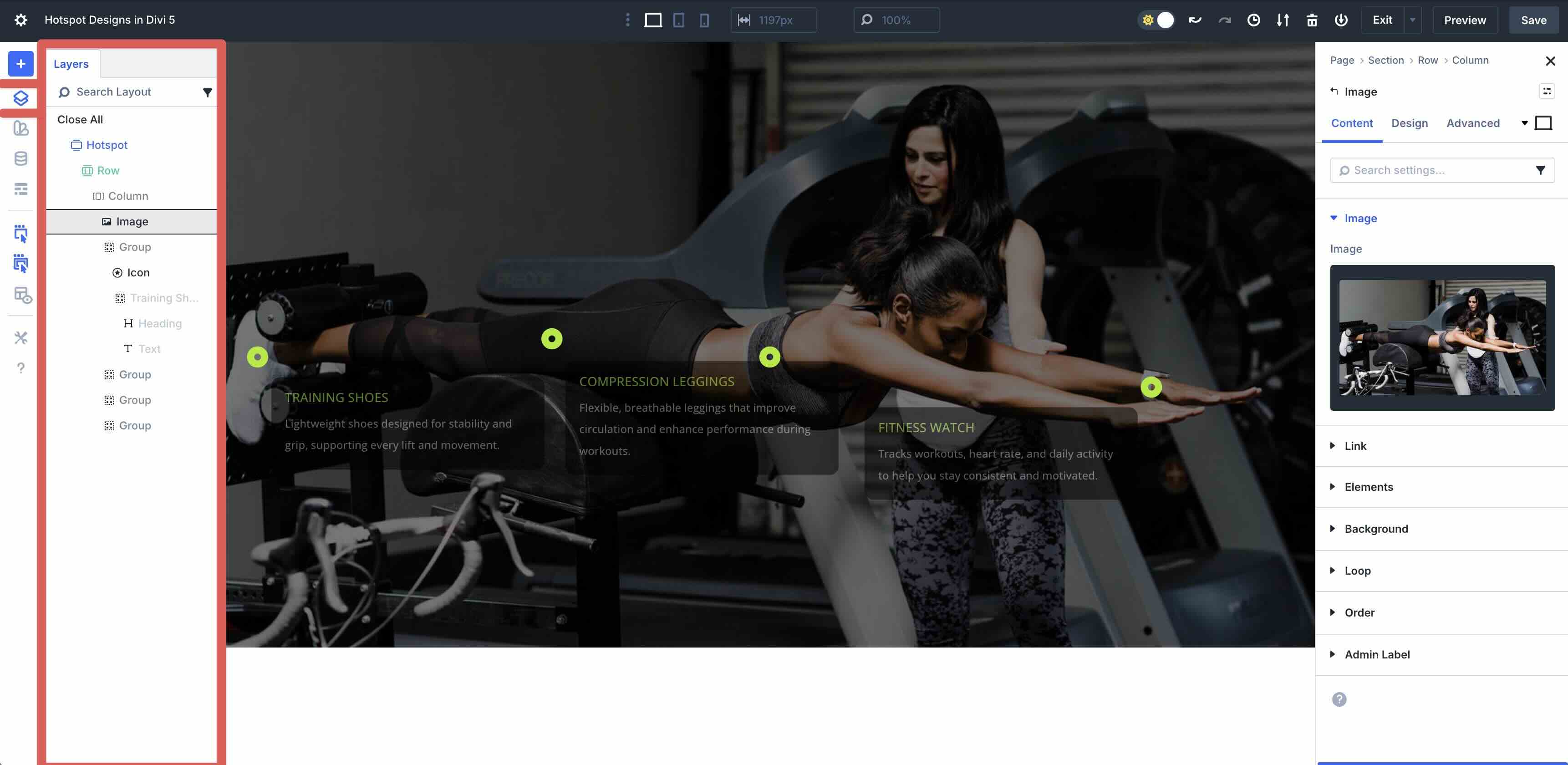 using the Divi 5 layers panel