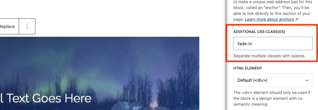 Add fade-in class to cover block.