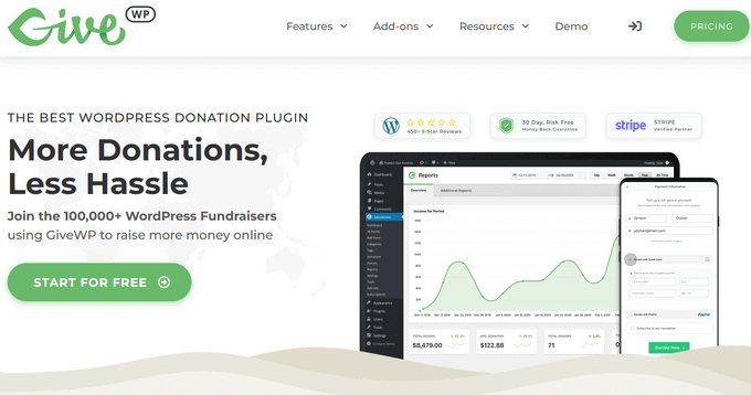 The GiveWP crowdfunding plugin for WordPress