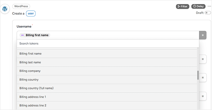 Map fields in WordPress action in Uncanny Automator